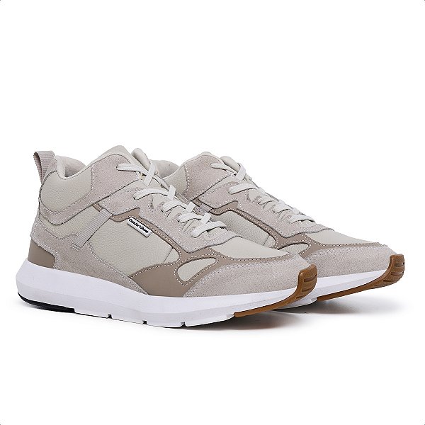 Tênis Casual Masculino De Couro Legitimo Comfort Shoes - 4500 Gelo