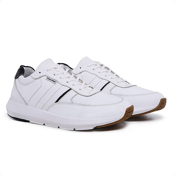 Tênis Casual Masculino De Couro Legitimo Comfort Shoes - 4502 Branco
