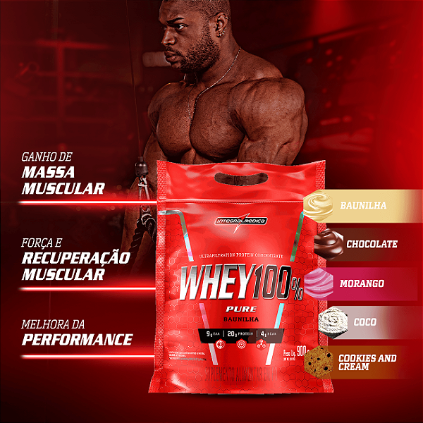 WHEY 100% INTEGRAL MEDICA POUCH MORANGO 900G
