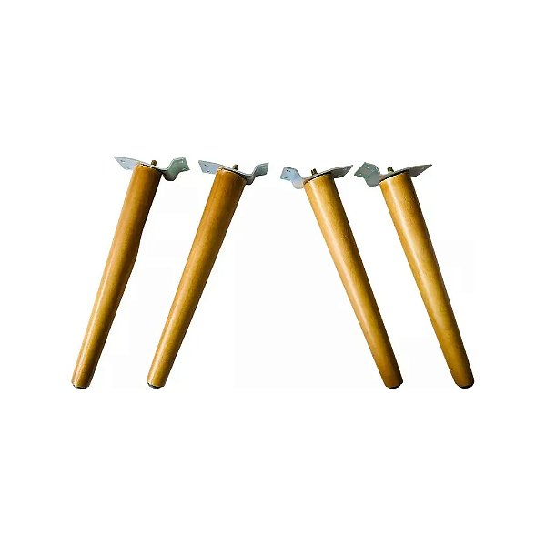 Kit 4 Pé Palito 25cm + 4 Chapas Inclinadas Puff Poltronas