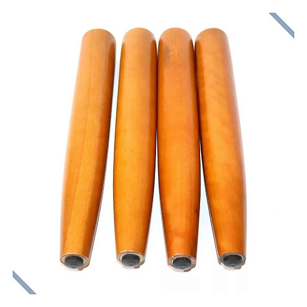 Kit 4 Pé Palito 25cm Madeira P/ Poltrona Puff Cama Box Mesa