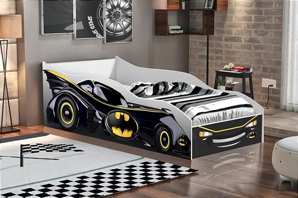 Cama Infantil Carro Batman Cor Preto Menino Montessori Diversão