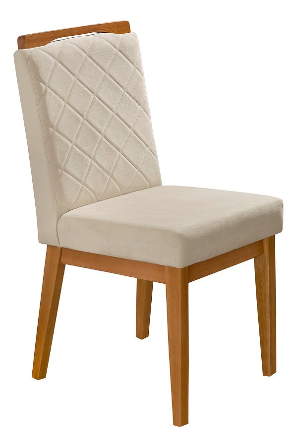 Cadeira Jantar Lívia com Base de Madeira Maciça e Almofadada