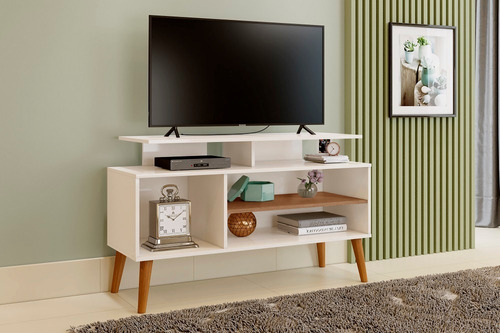 Rack Lyon Retro Tv Até 60 Polegadas Pés Madeira  - Kazza Shop