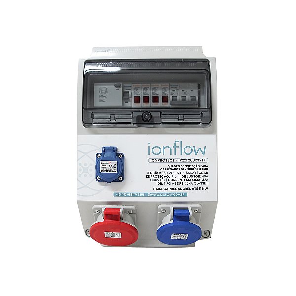 Quadro Proteção Tomada Trifásica 32A Carregadores até 22 kW | IonProtect