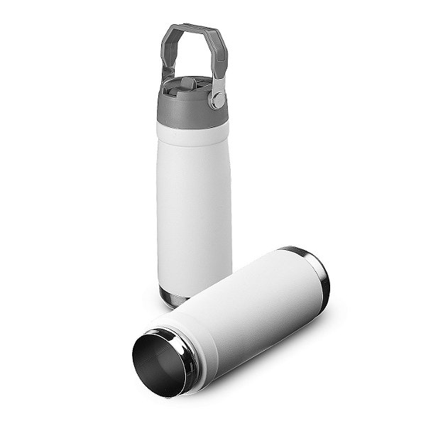 Garrafa térmica com alça e canudo 700ml personalizado a laser