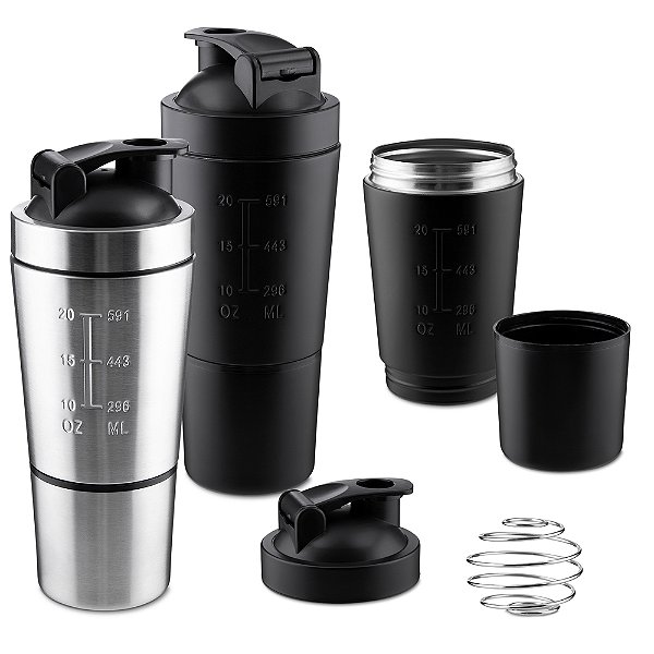 Garrafa coqueteleira 750ml com copo 200ml personalizada a laser