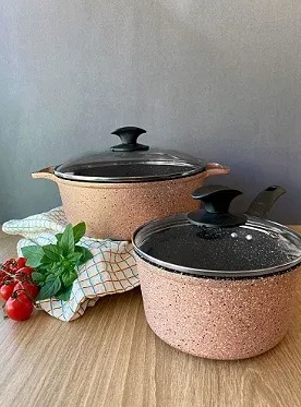 Panela Antiaderente 16cm Champagne c/ Tampa de Vidro