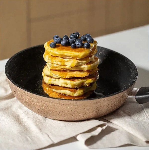 Frigideira Antiaderente 24cm Champagne c/ Tampa de Vidro