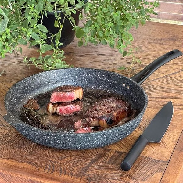 Frigideira Antiaderente 32cm Verde Amazônia c/ Tampa de Vidro