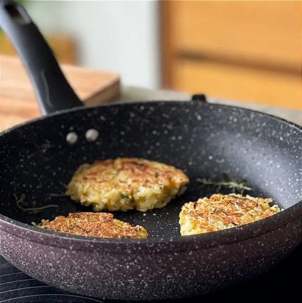 Frigideira Antiaderente 24cm Rosê c/ Tampa de Vidro