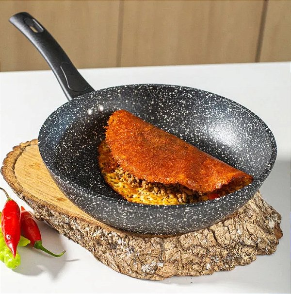 Frigideira Antiaderente 24cm Black c/ Tampa de Vidro