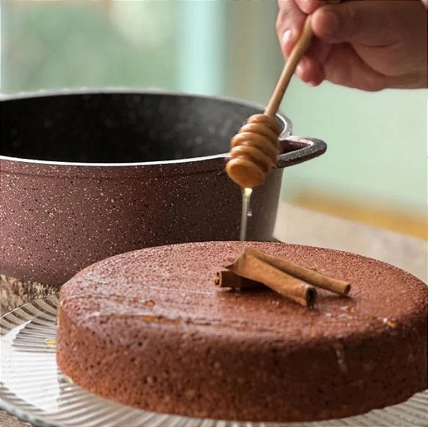 Caçarola Antiaderente 22cm Rosê c/ Tampa de Vidro