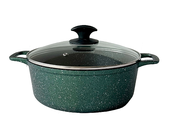 Caçarola Antiaderente 22cm Verde Amazônia c/ Tampa de Vidro