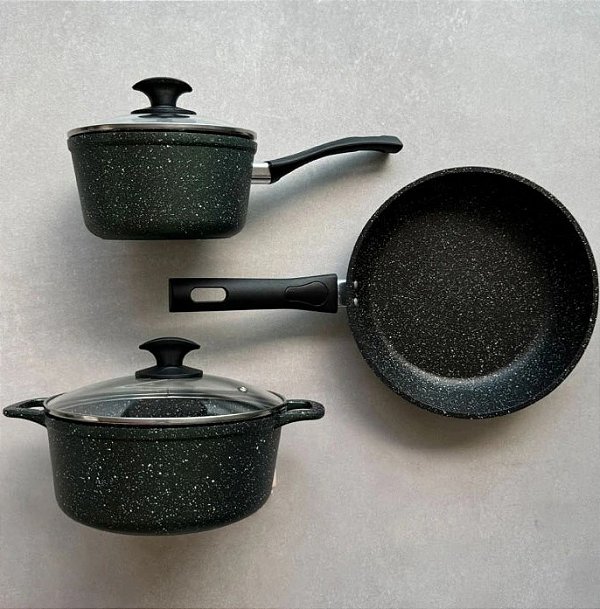 Conjunto de Panelas Antiaderentes 3 Peças Black