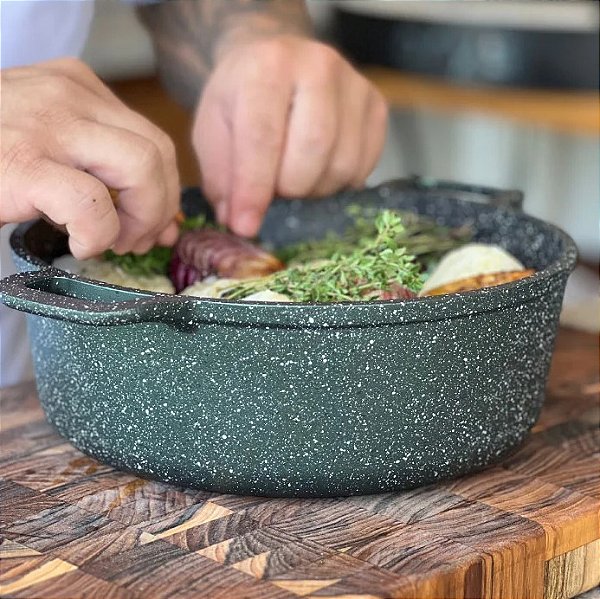 Caçarola Antiaderente 20cm Verde Amazônia c/ Tampa de Vidro