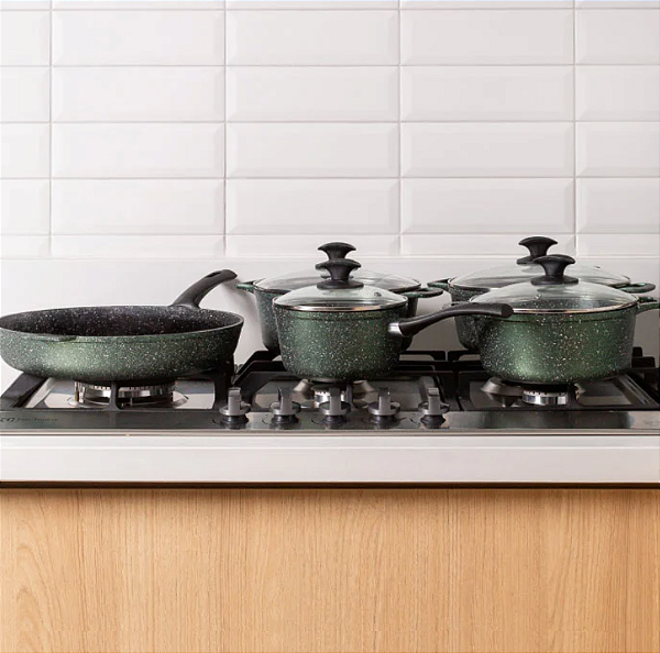 Conjunto de Panelas Antiaderentes 5 Peças Verde Amazônia