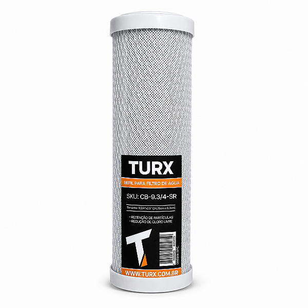 Refil Filtro Carbon Block 9.3/4 Compatível Carcaça Hoken Lorenzetti Pentair BBI 3M Hidrofiltros