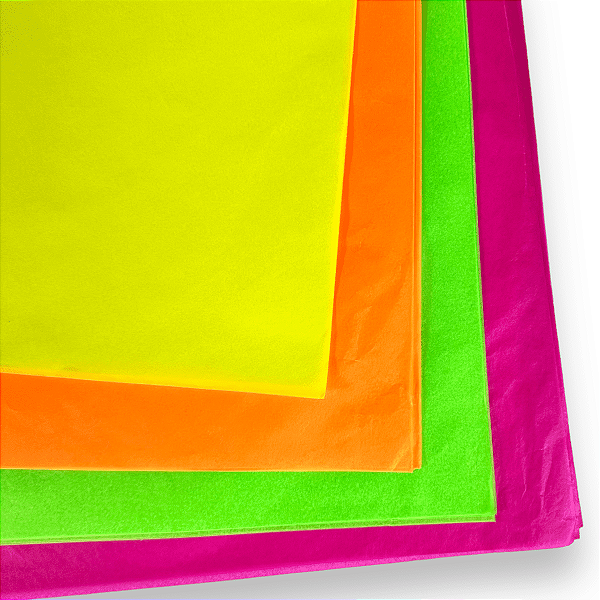 100 Folhas Seda Fluorescente 50x70cm Pipa Cores Mistas