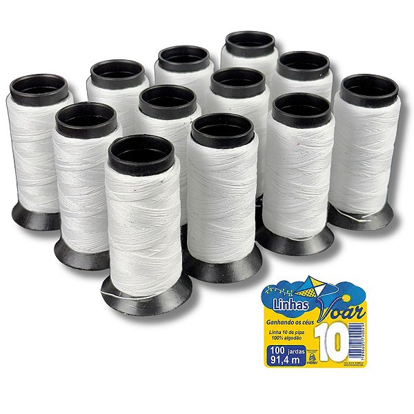 Linha Voar Fio 10 de 100 Jardas 100% Algodão Para Pipas 12UN