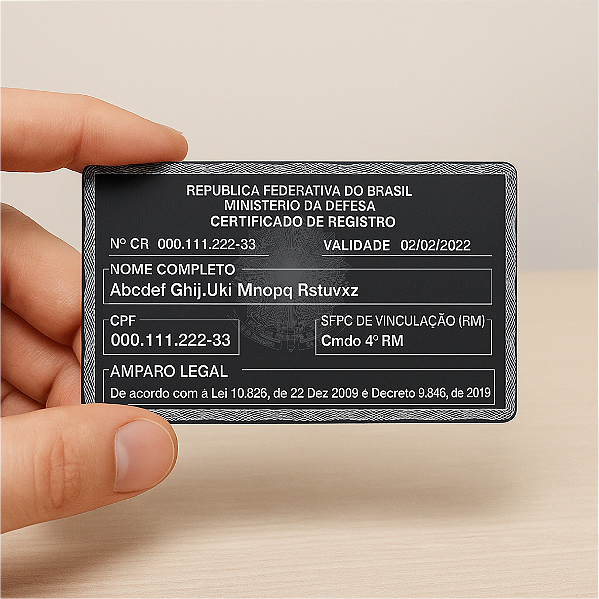 Cartão CR Exército em Alumínio gravado a laser