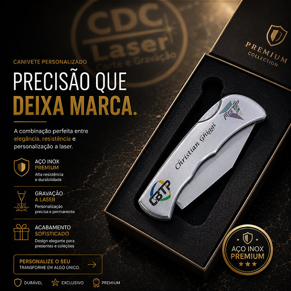 Canivete de Inox Personalizado com Gravação a Laser