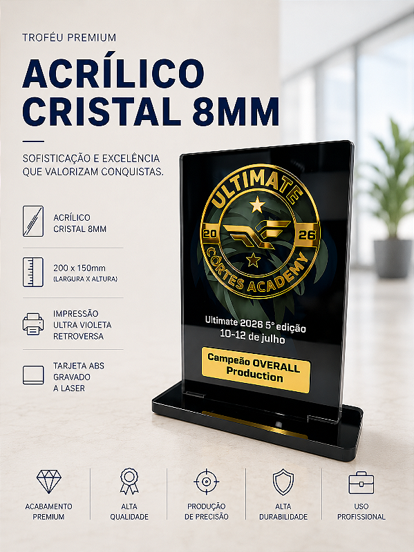 Troféu Acrílico Ultimate IPSC 2026