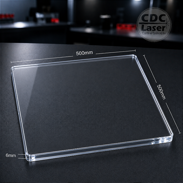 Chapa de Acrílico Cristal 4 mm | 600 x 400mm Premium - Laser