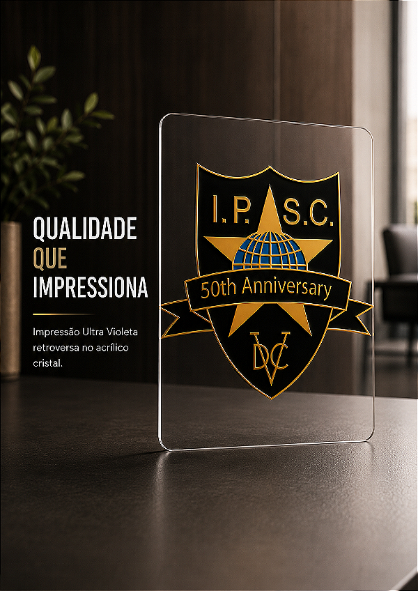 Quadro Decorativo Acrílico Cristal | IPSC 50th Anniversary – A4 | Impressão UV