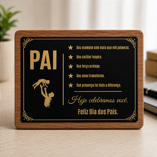 Placa de Homenagem – Dia dos Pais | MDF e Acrílico com Impressão UV