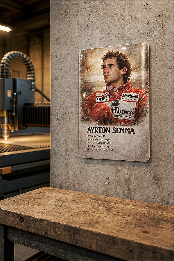 Placa Metálica Ayrton Senna 04 – Sublimada | 280 x 200 mm