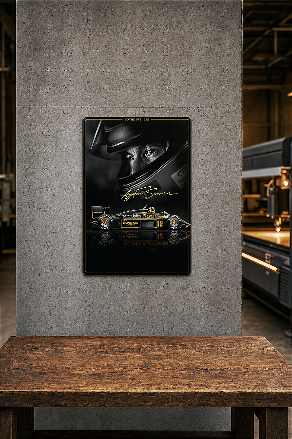 Placa Metálica Ayrton Senna – Lotus 97T | 200 x 280 mm