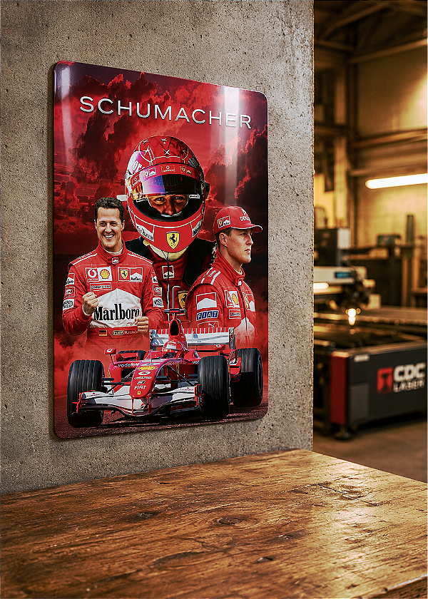 Placa Metálica Michael Schumacher – 280 × 200 mm | Coleção F1