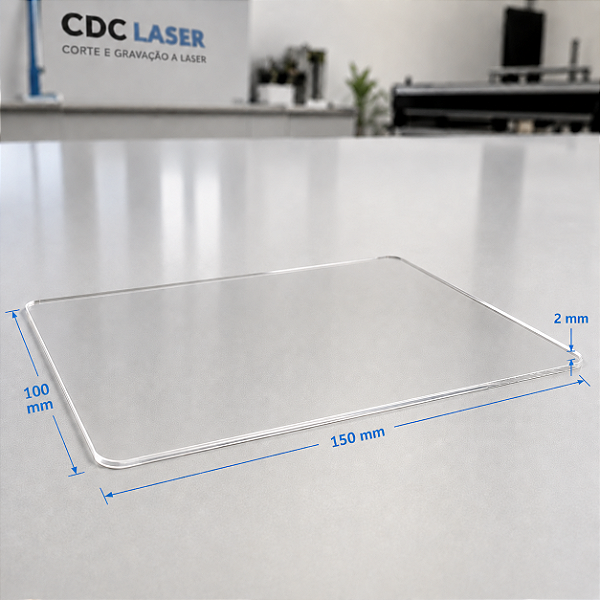 Placa de Acrílico Cristal 2mm – 150 x 100 mm | Corte a Laser