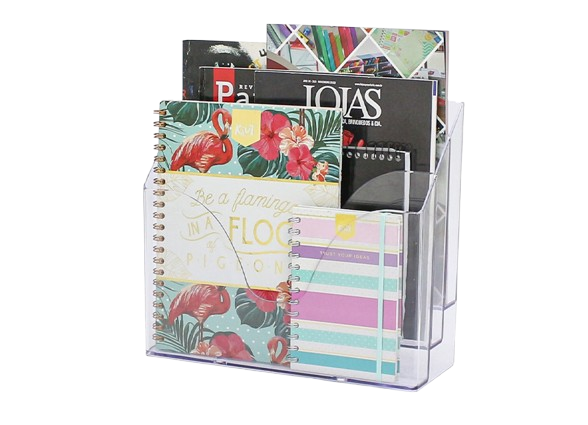 Organizador Triplo Office Cristal – 3 Compartimentos – Ideal para Escritório e Home Office