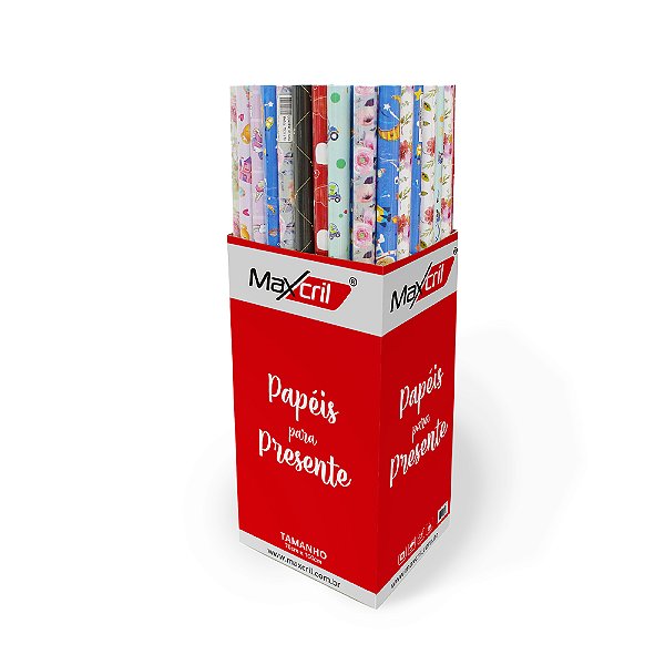 Caixa de Papel para Presente com 100 unidades - 70cm x 100cm - estampas sortidas