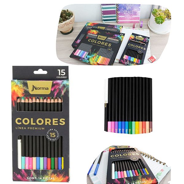 Lápis de Cor Premium Norma Kit com15 Cores