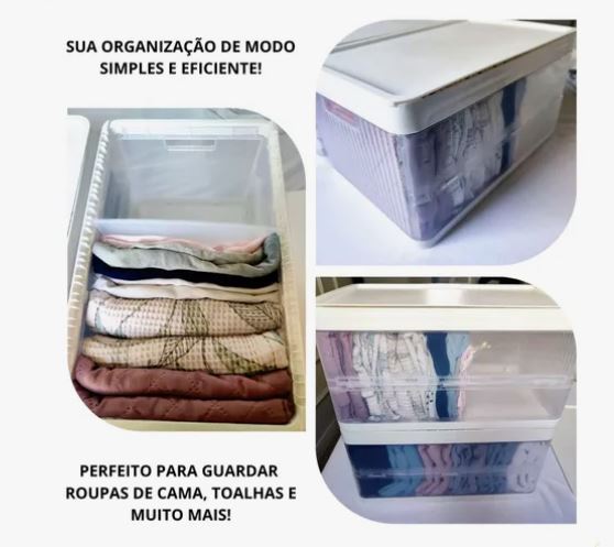 Caixa Organizadora Dobrável com Tampa - Organizador Prático e Versátil 29 litros