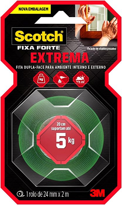 FITA DUPLA FACE FIXA FORTE EXTREM 24MMX2M - 3M