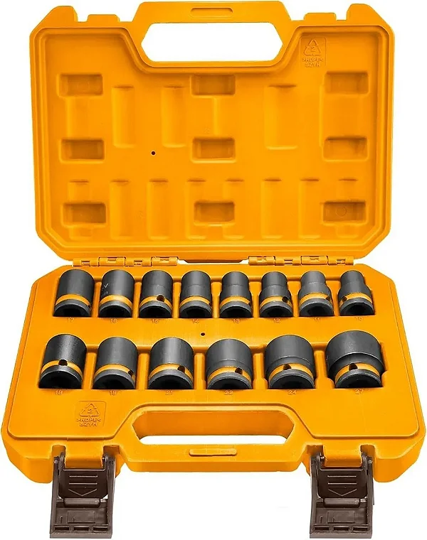 JOGO SOQUETES DE IMPACTO 1/2 CRMO (10PC) 10 A 21MM - INGCO