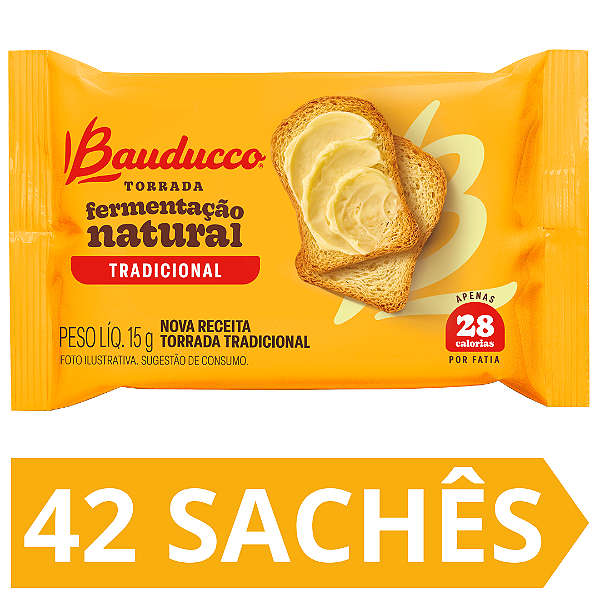Kit 42 Sachês Torrada Tradicional Bauducco 15g