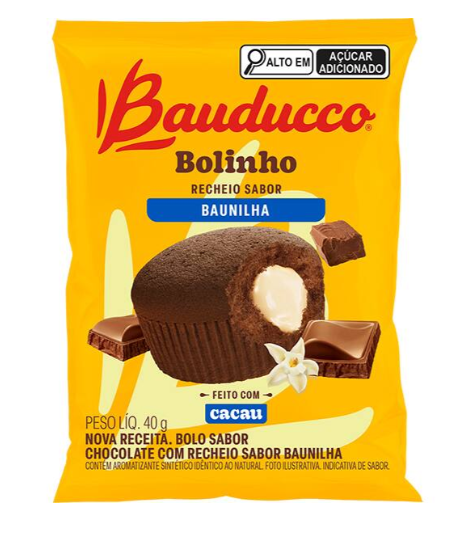 Bolinho chocolate com recheio de baunilha Bauducco 40 grs