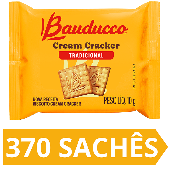 Kit 370 Sachês Biscoito Cream Cracker Bauducco 10g
