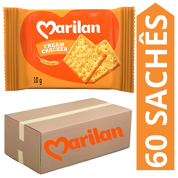 Kit 60 Sachês Biscoito Cream Cracker Marilan 10g