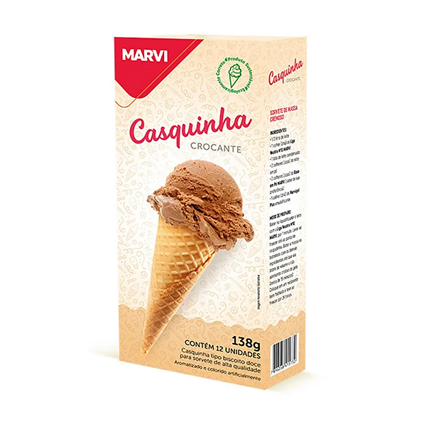Casquinha Sorvete Crocante Biscoito Doce Marvi 138g