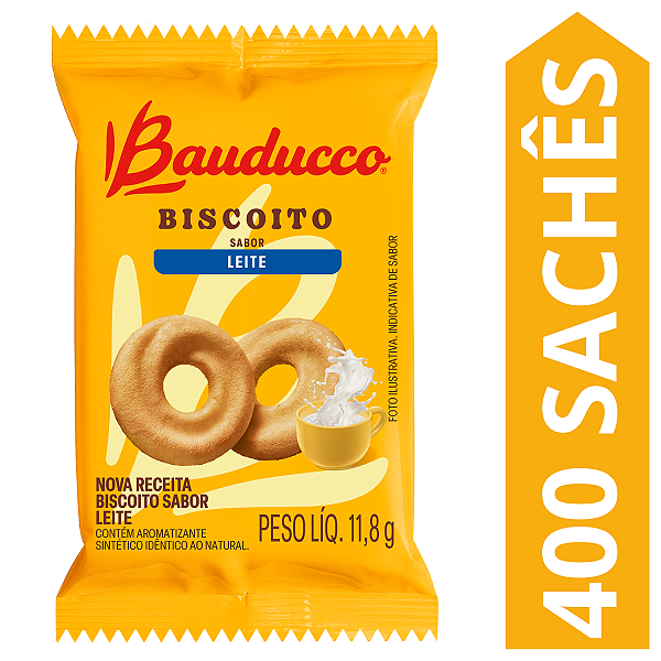 Kit 400 SachÊs Biscoito Leite Bauducco 11,8g
