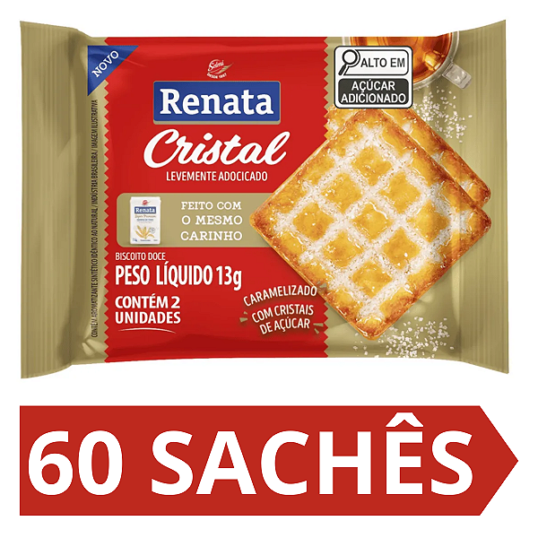 Kit 60 Sachês Biscoito Cristal Renata 13g