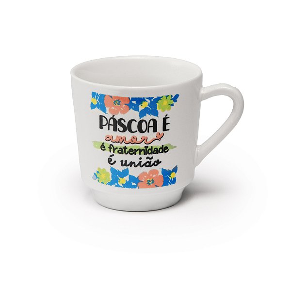 Caneca Lisa Branca Decorada Páscoa 200 ml