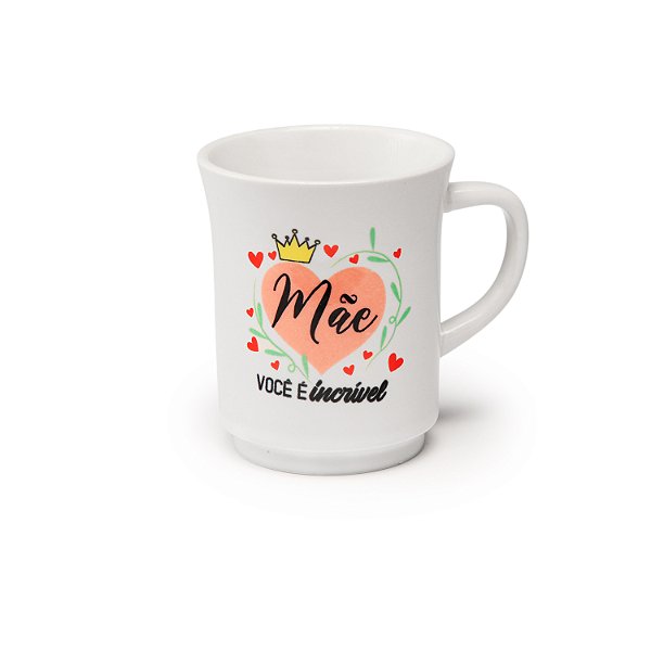 Caneca Americana Branca Decorada Mãe 220 ml