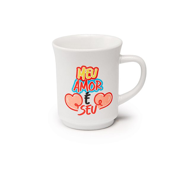 Caneca Americana Branca Decorada Namorados 220 ml